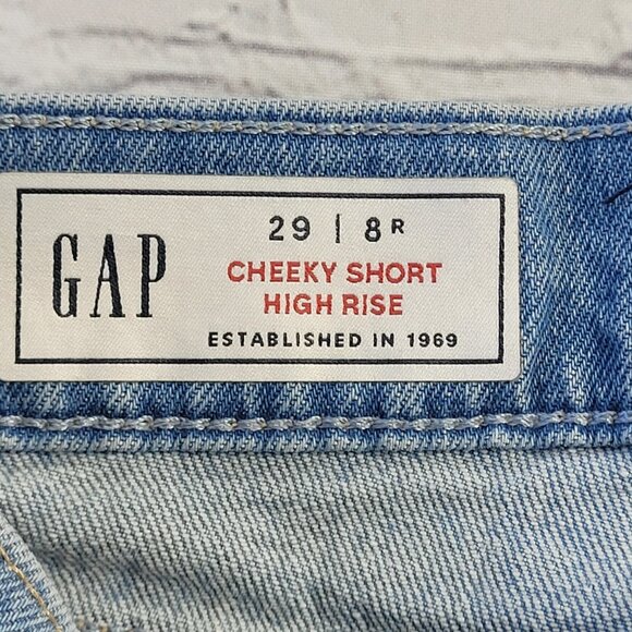 Gap Woman’s light blue chicly high rise jean shorts size 29 / 8 R - Picture 7 of 13